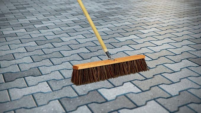 Indoor & Outdoor Broom Head – Heavy Duty Hardwood Block – Palmyra Bristles – Deck Scrub Brush – Two Threaded Handle Holes for Better Assist (16")
