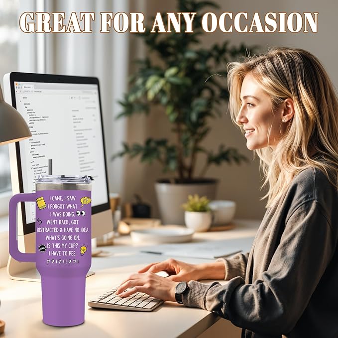 DUUV Birthday Gifts for Women Men, I Came I Saw I Forgot Tumbler 40 Oz, Gag Gifts for Grandma Grandpa Mom Dad Elderly Senior Citizen Old People, Gift for Retirement Birthday Christmas, 1PCS