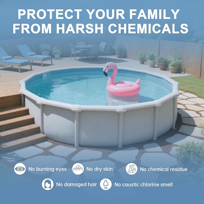 Salt Chlorine Generator, Westaho Salt Water Pool Chlorinator System with USA-Made Titanium Cells, for Above Ground Pools up to 7,000 Gallons, Compatible with Intex Pools