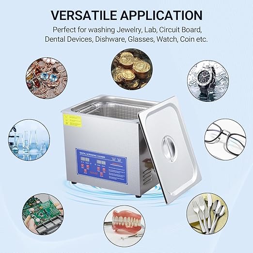 10L Digital Ultrasonic Cleaner with Timer & Heater,40kHz 240W Cleaning System for Jewelry, Glasses, Watches and Small Parts