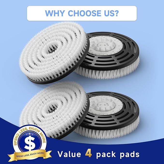 4 Pack Nylon Replacement Brush Pads Compatible with Shark S7000 S8000 Series, Heat Resistant Scrub Mop Pads, Heavy Duty Floor Cleaning Pads for Tile Hardwood Marble Floors
