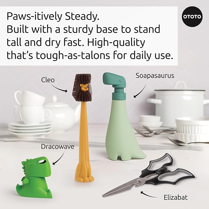 OTOTO Cleo Lion Brush – Silicone Bottle Brush, Cute Lion-Shaped Design, Perfect for Baby Bottles, Water Bottle Cleaner, Funny & Unique Gift for White Elephant