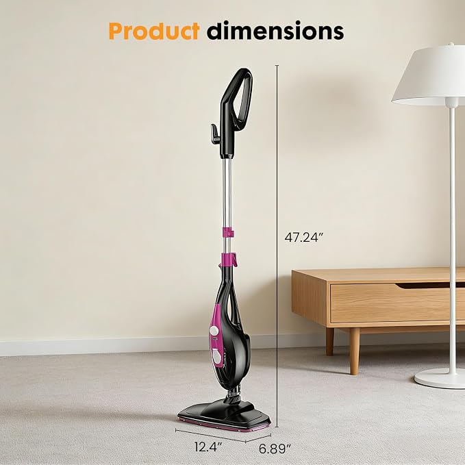 14-in-1 Steam Mop, 1550W Detachable Handheld Steam Cleaner for Floor Cleaning, 16.4 FT Cord, 2 Washable Pads, Multi-Purpose Floor Steamer for Hardwood, Carpet, Tile, Grout