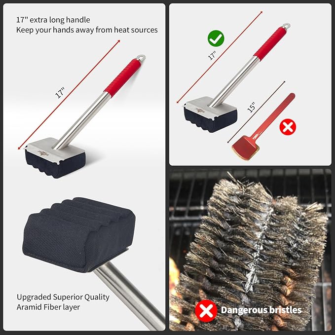 XUDAKAIXIN Grill Brush Bristle Free,Unique Wave pad for Cast Iron/Stainless-Steel Grates, (Only Replaceable Cleaning Head No Grill Brush)