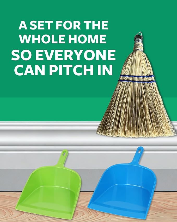 6Pack 12 Inch Handheld Broom Set, Heavy Duty Mini Corn Broom with Metal Hanging Hook, Natural Straw Whisk Broom for Quick Sweeping of Debris, Dust, Dirt in Car, Porch, Outdoor, Camping, Driveway
