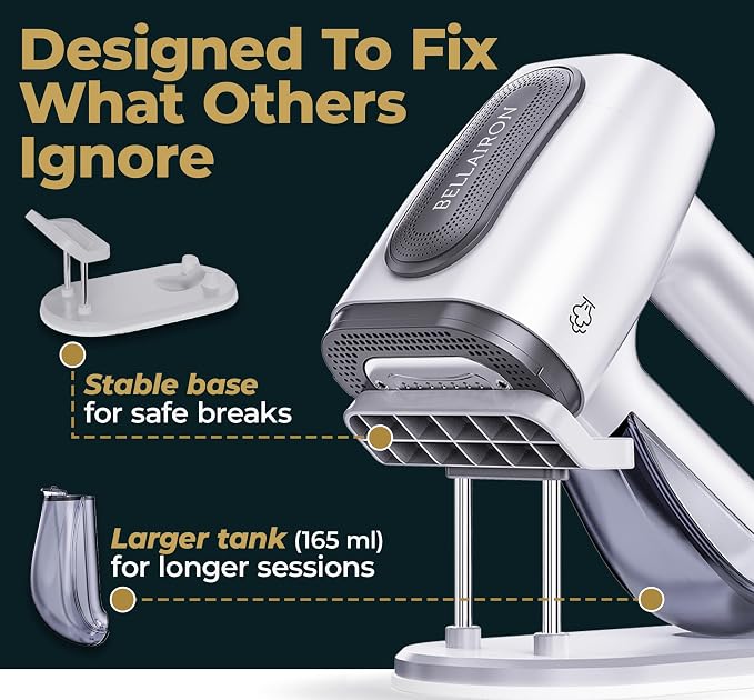 Bellairon Veloce Complete Professional Setup – Vacuum Garment Steamer + XL Water Tank + Upright Base