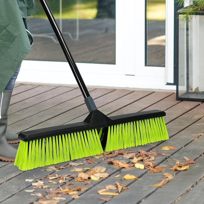 KalTell 2PK 17” Heavy Metal Dustpan and 3PK 24” Push Broom