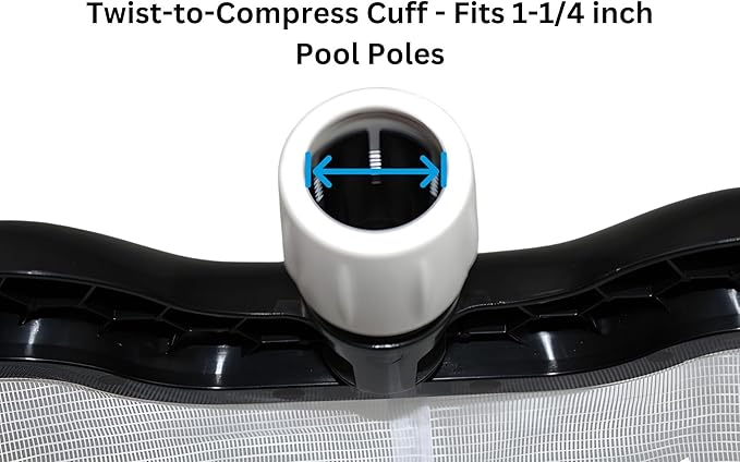 Wessel-Werk Pool Net Skimmer with 2-in-1 Swimming Pool Leaf Net & Fine Mesh Pool Skimmer Net with Sturdy Frame & Rubber Guard, Compression Cuff Fits 1.25-inch Poles