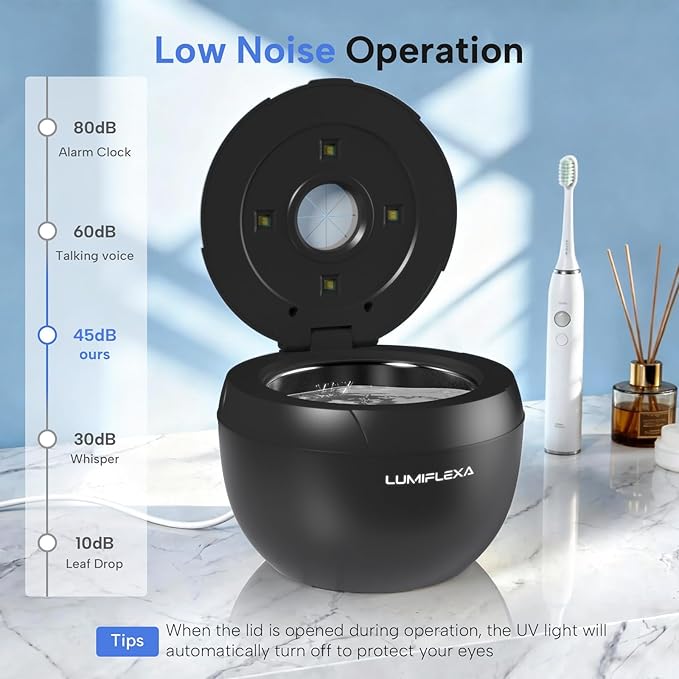 Ultrasonic Retainer Cleaner-45kHz Retainer Cleaner Machine,4 Modes Ultrasonic Cleaner for Dentures, Aligners,Mouth Guards, Braces,Toothbrush,Jewelry-200ML Dental Pod(Black)