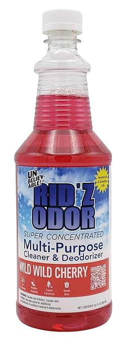 Unbelievable RID'Z Super Concentrate Multi-Purpose Cleaner & Deodorizer - Wild Cherry, 1 Quart, 1 Count,red