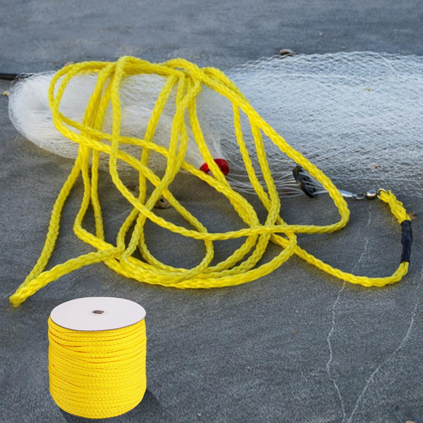 Polypropylene Rope - 1/4 Inch Yellow Nylon Rope, 500 Feet Long - Ideal for Tarps, Tie-Downs, Home Improvement & Hardware Needs