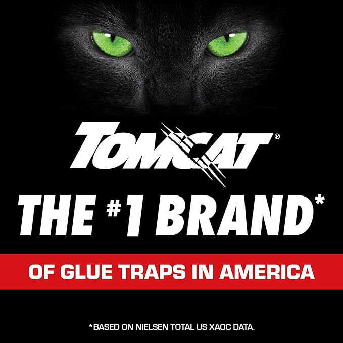 Tomcat Glue Boards with Eugenol — Enhanced Stickiness for Mice, Cockroaches & Insects, Flat or Covered Use, Ready-To-Use, 4 Traps