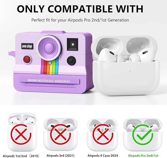 VISOOM Retro Case for AirPods Pro Case Cover Women,Silicone Airpod Pro 2 Case Cute Air iPods Pro 2 1 Gen Case with Cleaner Kit Compatible with Apple Airpods Pro2 Generation