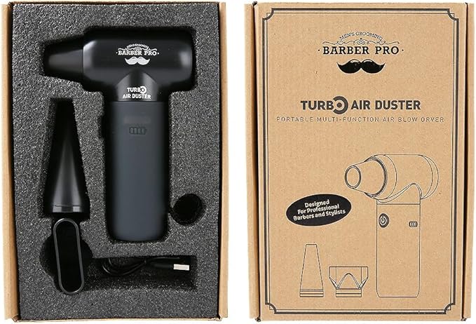 Compressed Air Duster - Electric Duster for Hair Barber, 3 Gear Mini Portable Jet Dry Air Blower, Cordless Vacuum Cleaner, for PC, Office,Salon, Fan, Laptop, Keyboard, Car -Black