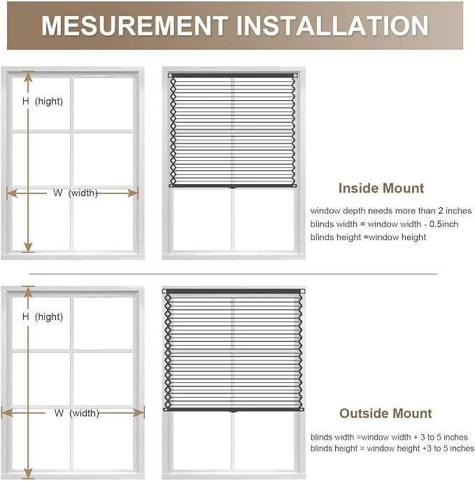 MYshade Cordless Blackout Cellular Shades, 1.5" Honeycomb Window Blinds for Bedroom & Nursery, Thermal Insulated, Noise Reducing, Privacy Shades, Inside or Outside Mount (33.5" W x 72" H, Beige)