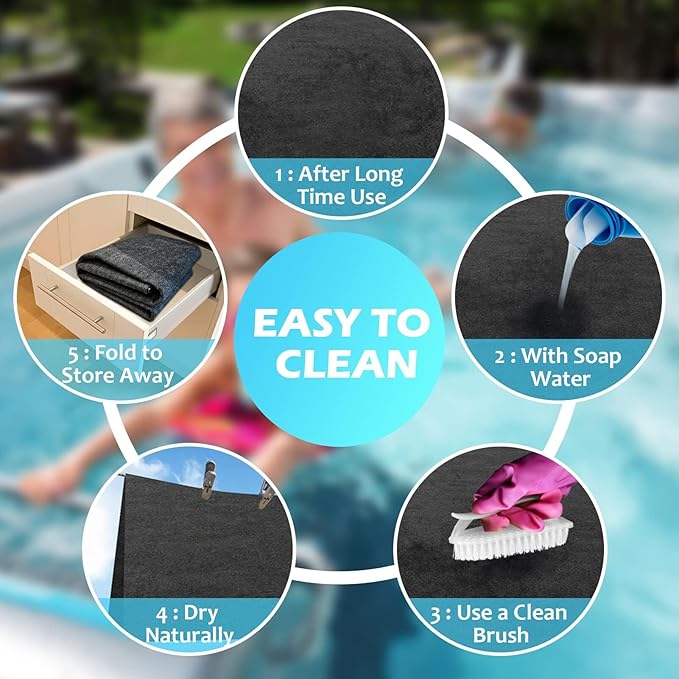 80 in Dia Round Hot Tub Mat for Inflatable Tub, Absorbent Hot Tub Pad with Waterproof Slip-Proof Backing Washable Ground Protector Floor Mat for 79" Dia Below Outdoor Indoor Hot Tubs