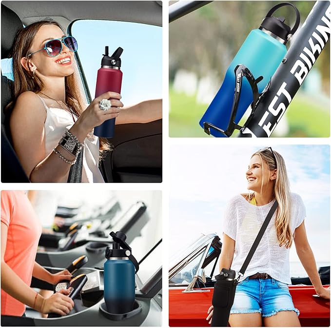 Insulated Water Bottle 32/40 oz - Cold-48h & Hot-24h Stainless Steel Vacuum Flask with Straw & Pop-up Chug Lid, Slim Insulated Water Bottle that Fits in Cup Holder, Wide Mouth Hydro Metal Thermal Cups