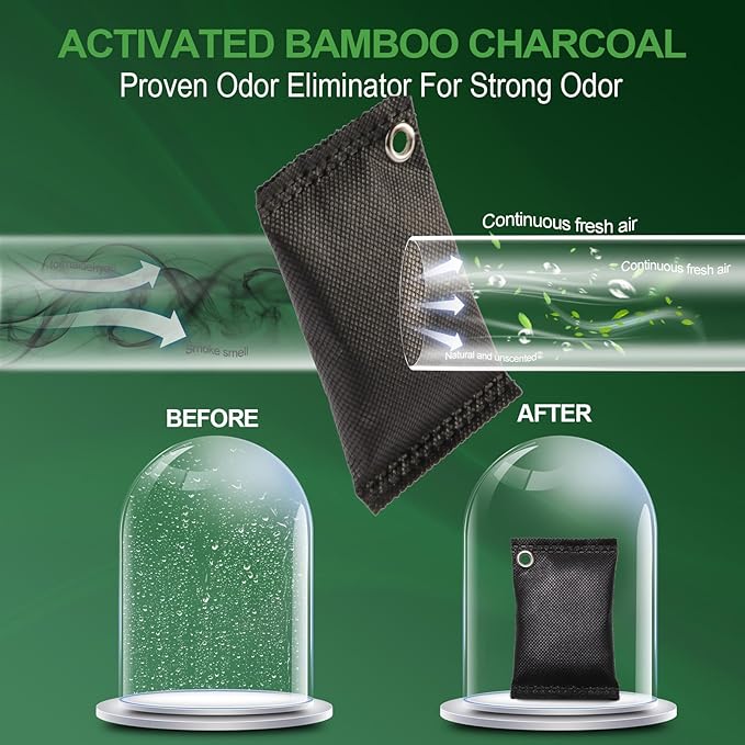 Activated Charcoal Odor Absorber, 10 Pack Natural Shoe Odor Eliminator, Bamboo Charcoal Air Purifying Bags, Sneaker Deodorizer and Moisture Absorbers for Clean Footwear, Shoe Odor Remover
