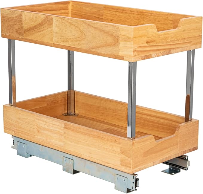 Household Essentials GLIDEZ Wood 2-Tier Sliding Cabinet Organizer: 11.5-inch Wide
