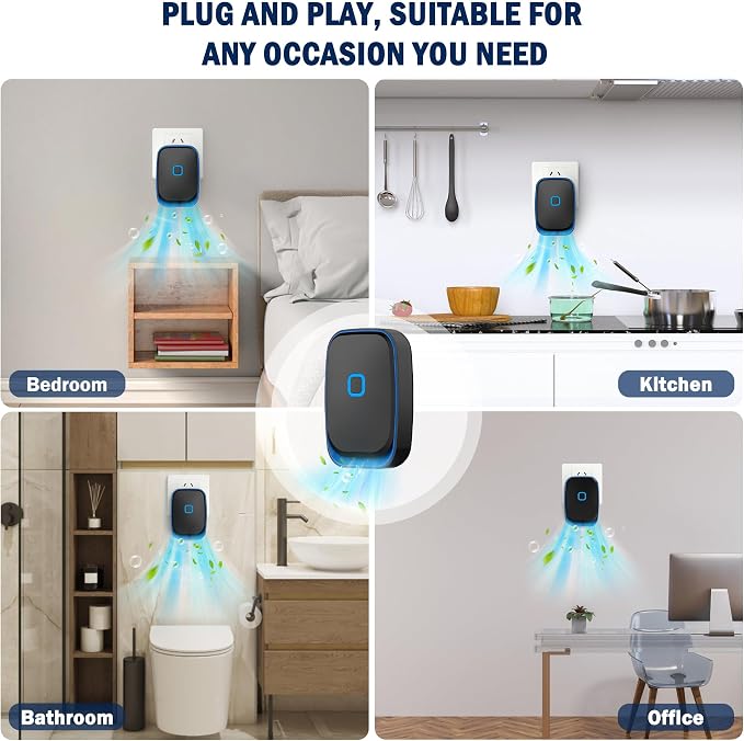 Plug-in Negative Ion Air Purifier/Household Air Purifier/Negative Ion Purification System/ 100 Million ions/hr, Filterless & Silent, for Living Room, Bedroom, Pet Odors (Black, 6-Pack)