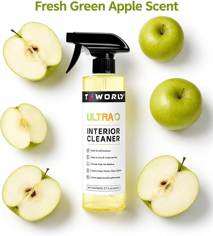 Tesla Seat Cleaner & Stain Remover, Interior Cleaner for White & Black Vegan Leather, Interior Cleaning Kit for Seats, Console, Dash, Model 3, Y, S, X, Cybertruck Accessories (Apple Y)