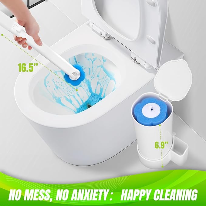 Disposable Toilet Bowl Wand Refills, Toilet Brush and Holder, Disposable Toilet Brush Heads for Bathroom Cleaning, 48 Count