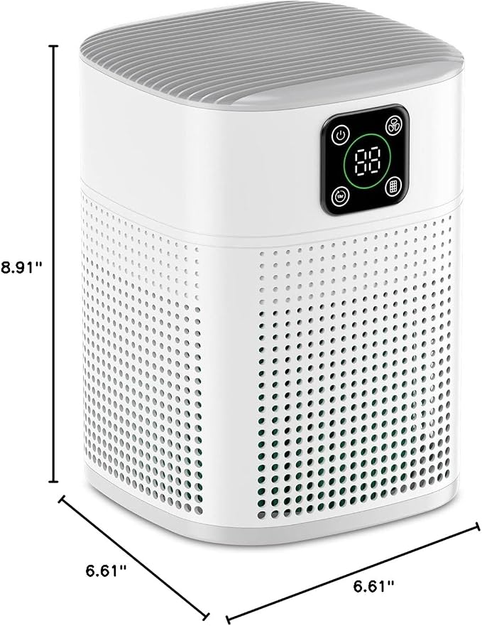 Air Purifiers for Bedroom, Honeyuan H13 HEPA Air Purifier for Home Large Room 1095 sqft, Air purifiers with 360°Air Intake, 3 Fan Speeds, 3-Stage Filtration, White