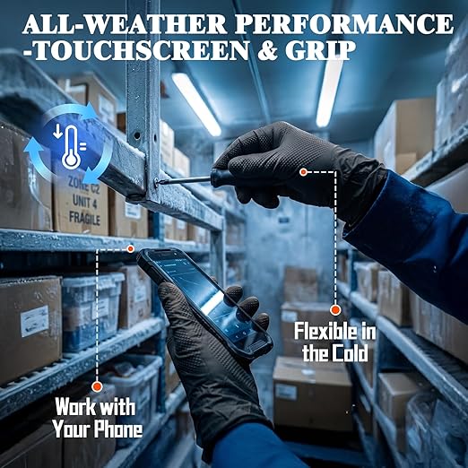 ANBOSON 10mil Nitrile-Gloves Disposable - Chemical-Resistant Rubber - Mechanic Gloves Heavy Duty, Latex Free, Diamond Grip (1000,Black Medium)