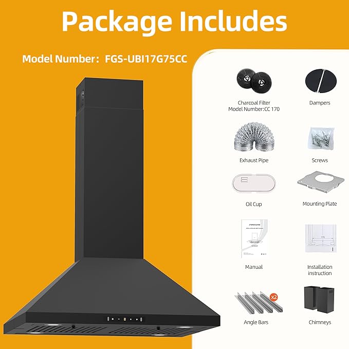 FIREGAS Island Mount Range Hood 30 Inch, 700 CFM Ducted/Ductless Convertiable Kitchen Hood, Pyramid Style Ceiling Mount Range Hood with Gesture Sensing & Touch Control,Permanent Filters, LED Lights