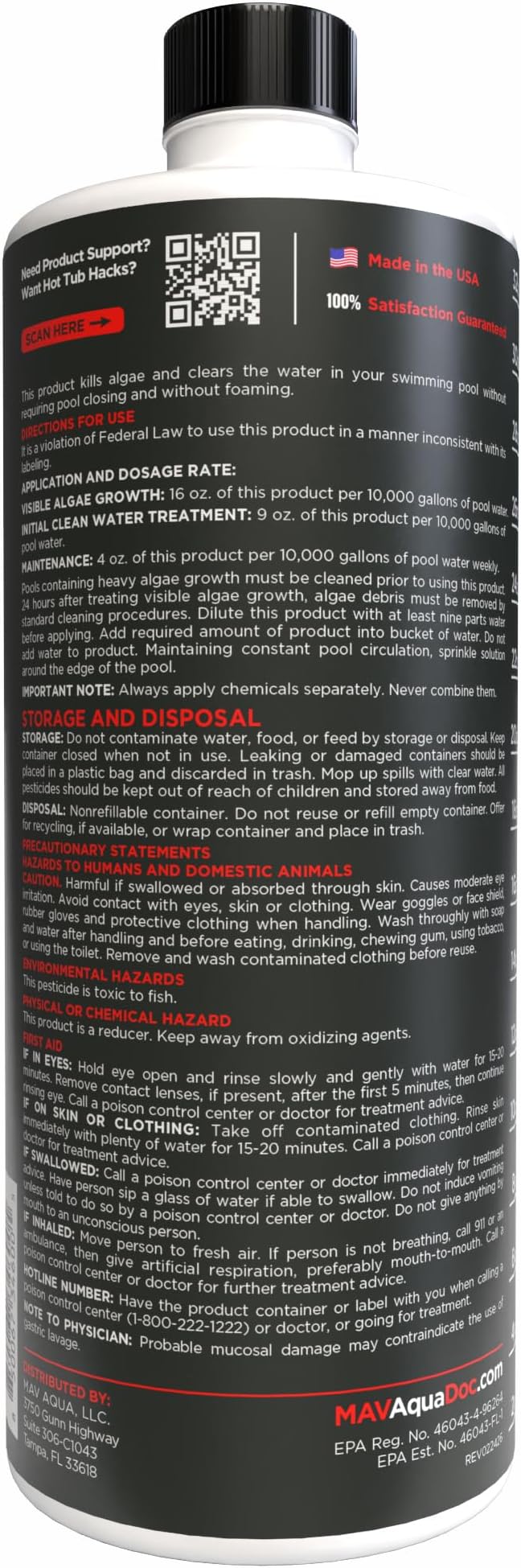 AquaDoc Algae Smash Polyquat 60 Algaecide for Swimming Pools - 32 oz - Non-Foaming, Non-Staining Formula to Help Remove and Prevent Algae in Inground and Above Ground Pools - Made in USA