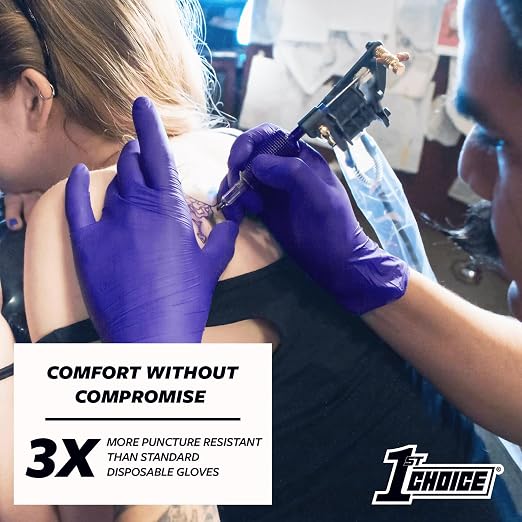 1st Choice 3 Mil Indigo & 4 Mil Black Nitrile Exam Gloves, Disposable, Latex Free, Food Prep & Medical Use, Size L, 200 Count