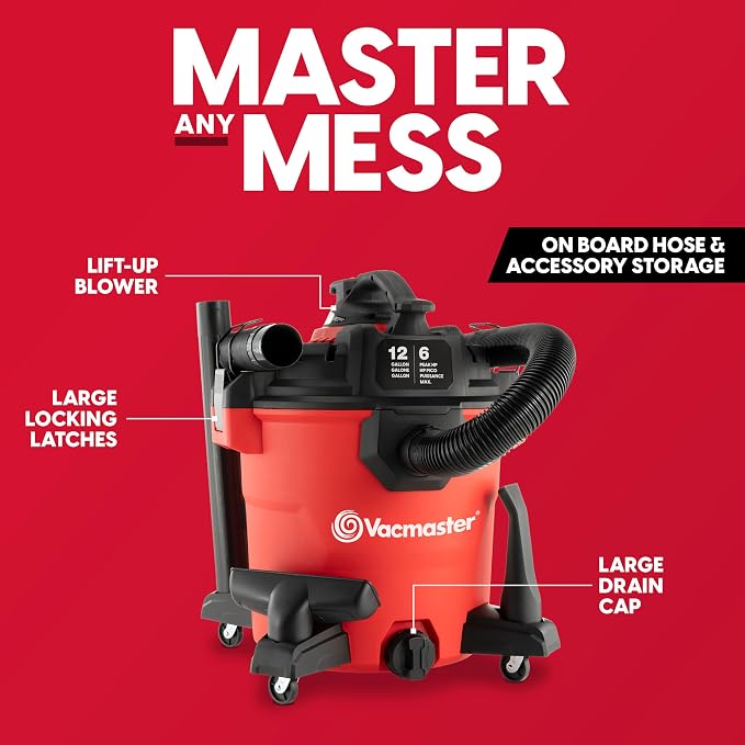 Vacmaster 12-Gallon 6 Peak HP Wet/Dry Vac with Detachable Blower, VBVCM1211 1101