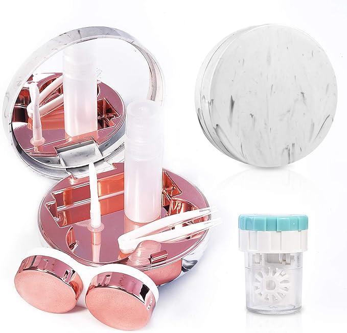 Lasiyanor Contact Lens Travel Kit with Cleaner Washer, Portable Contact Box with Mirror Tweezers Remover Tool Solution Bottle for Daily Outdoor