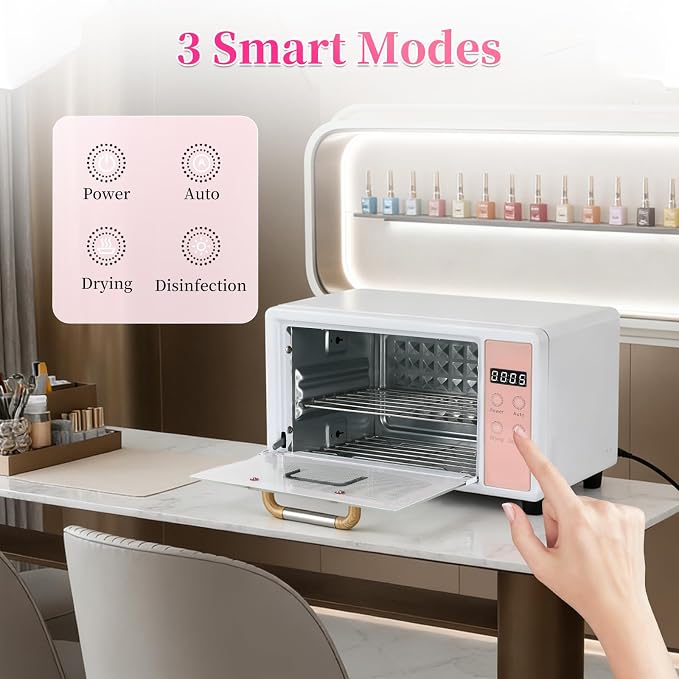 Nail Tool Cleaning Machine, 10L Double-layer Large Capacity Storage Organizer, Multi-Functional Manicure Tool Cleaner Box Cabinet Dryer & Warmer for Home Use, Barbers, Beauty Salons, and Spas