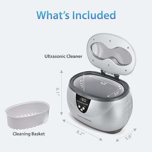 Magnasonic Ultrasonic Cleaner - 20oz Stainless Steel Tank, Digital Timer, 5 Cleaning Modes, Ultrasonic Jewelry Cleaner for All Jewelry, Eyeglasses, Watches, Dentures, Retainers & More