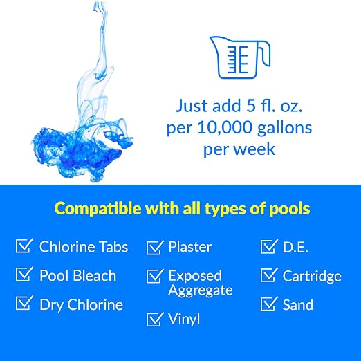 United Chemical No Mor Problems Preventative Pool Algaecide & Water Clarifier - Non-Staining, pH Independent Algae Prevention, 1 Quart (2-Pack)