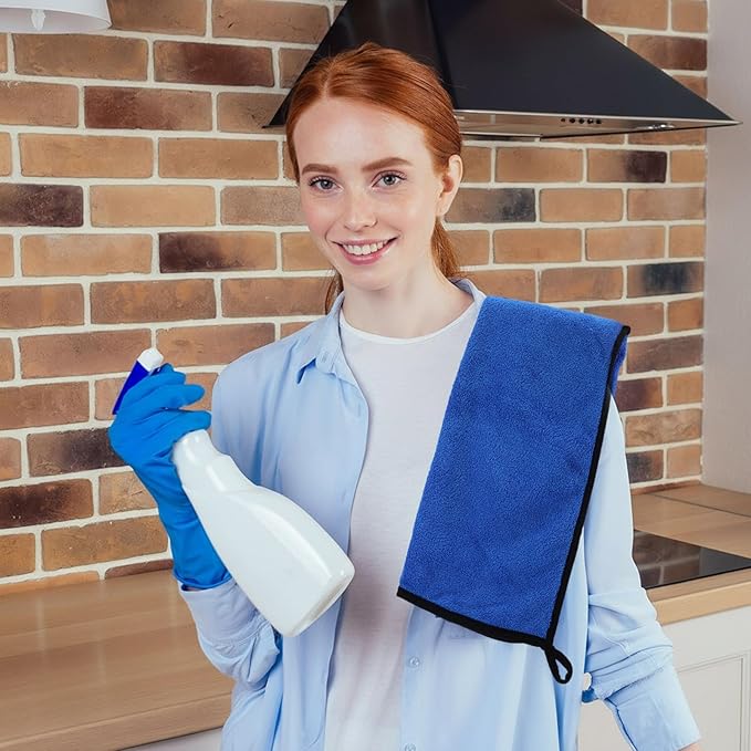 Tallew 80 Pcs Microfiber Towels:16"x16" Microfiber Drying Towels Bulk Micro Fiber Car Cleaning Cloth for Cars Drying Washing Polishing Office Windows Cleaning Household Supplies (Blue)