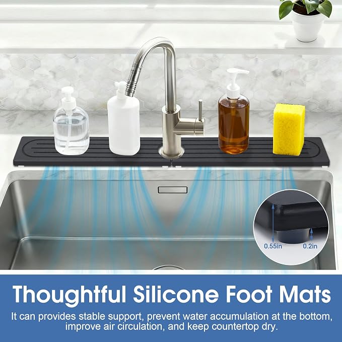 Faucet Mat for Kitchen Sink Protectors, Super Absorbent Faucet Splash Guard, Diatomite Stone Sink Tray, Stone Drying Mat for a Variety of Uses Around the House Where Water, Moisture is Plentiful