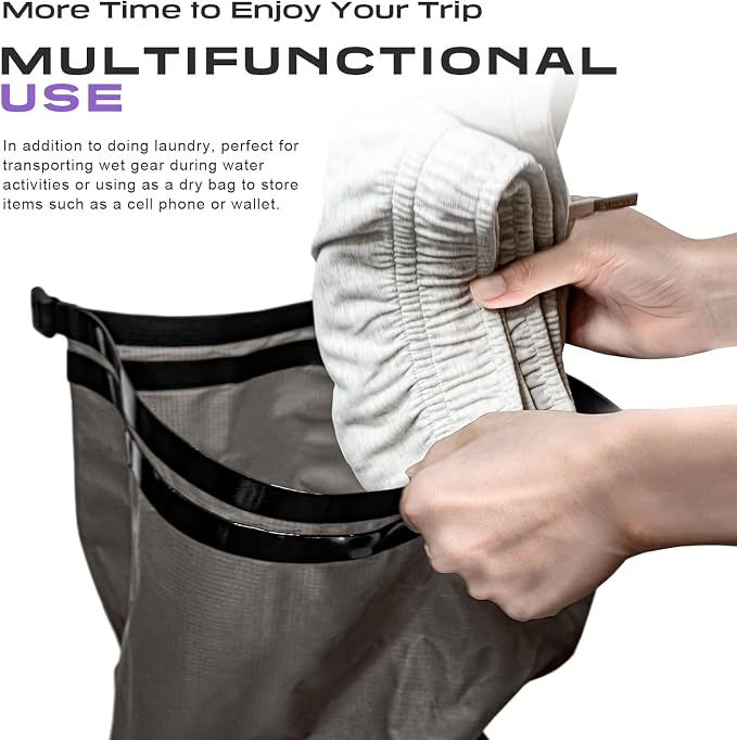 ETROL Wash Bag Portable Washing Machine, Lightweight Manual Washing Machine for Travel, Camping, Laundry, Baby Clothes, Non-Electric, With Bottom Water Outlet and Compartment - L, Gray,2PCS