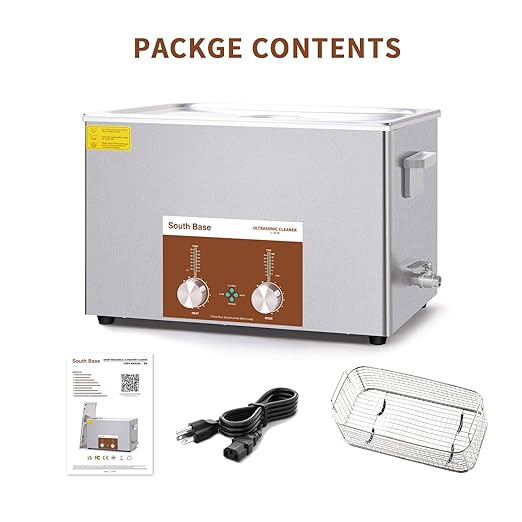 SOUTH BASE Ultrasonic Cleaner,37L 720W Stainless Steel Sonic Cleaner with Cleaning Basket,Timer&Heater,Encoded Ultrasonic Cleaning Machine for Gun,Motorcycle Engine,Carburetor Parts,Chain