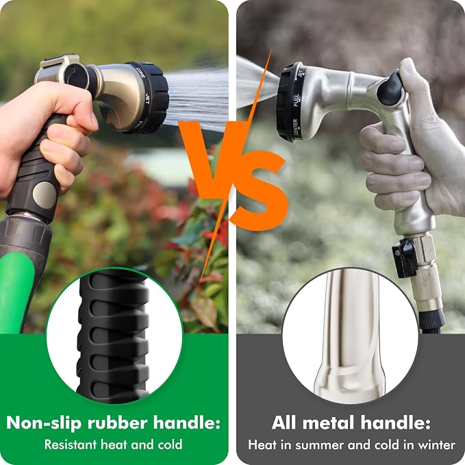 RESTMO Heavy Duty Hose Nozzle, Metal Garden Water Hose Sprayer, Thumb Control, On Off Valve, High Pressure Nozzle Sprayer for Watering Plants, Car and Pet Washing