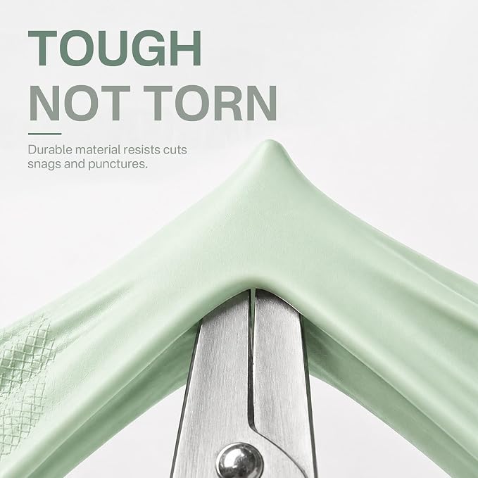 Rubber Cleaning Gloves, Waterproof Non-Slip Long Cuff Dishwashing Household Kitchen Gloves, Gray+Green, Medium, 3 Pairs