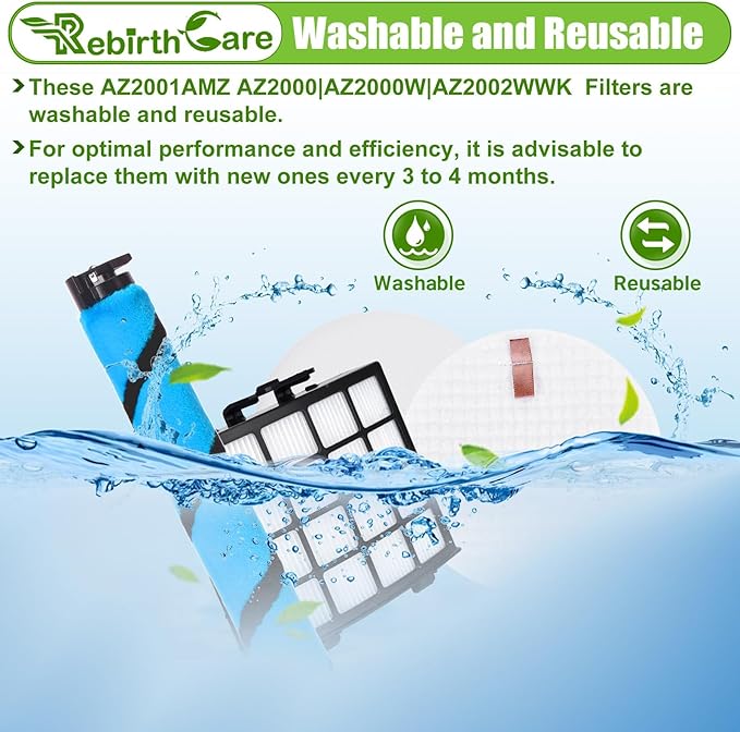 AZ2002 Vacuum Filter Replacement Accessories for Shark Vertex DuoClean PowerFin Upright Vacuum AZ2002 AZ2000 AZ2000W AZ2001AMZ, Part XHFAZ2000, XFFKAZ2000,2 Filter, 2 Belt, 4 Foam & 1 Brush
