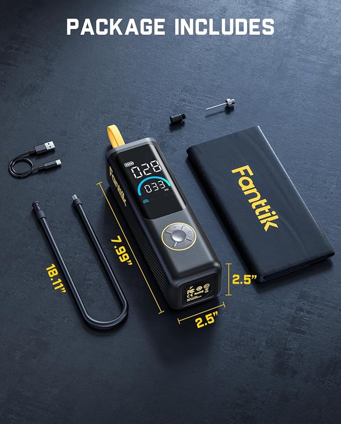 Fanttik X9 APEX Portable Air Compressor for Car Tires, 35s Fast Inflation, 150PSI Cordless Tire Inflator with Light and Power Bank, Handed Inflator for SUV, Sedan, Motorcycle, Bike, Ball, Black