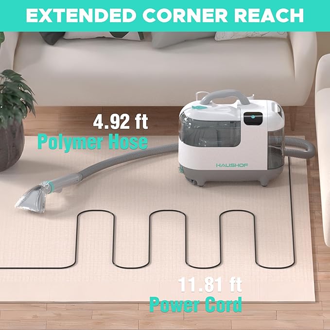 HAUSHOF Steam Portable Carpet and Upholstery Cleaner Machine, Instant Heating Portable Carpet Cleaner with Steam&HotWater&Cold Water System, Steam Cleaner for Carpets, Cars, Furniture, Couch