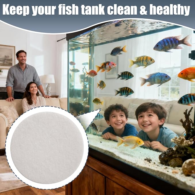Fine Filter Water Polishing Pads Compatible with Fluval FX4 FX5 FX6, Aquarium Filter Media Replacement, High Density, Snug Fit No Bypass, 6 Pack