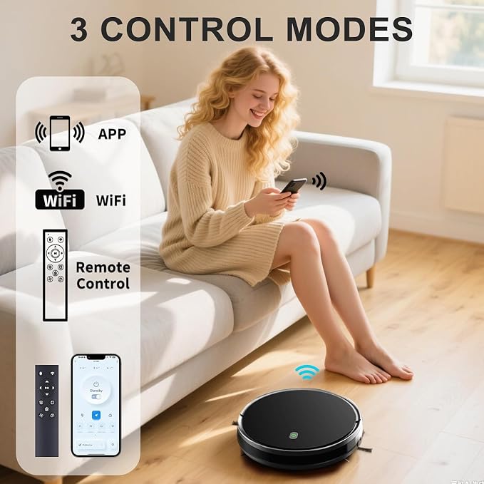 Robot Vacuum and Mop Combo, 2 in 1 Robotic Vacuum Cleaner, 3500 Pa Suction, 120 Min Max, Super Thin, Quiet, App & Remote Control, Ideal for Hard Floor, Hair, Pet Fur, Self-Charge
