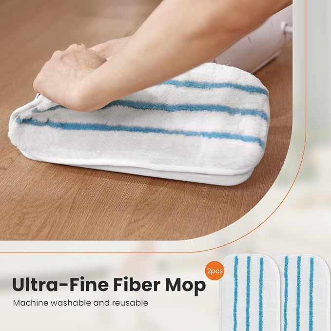 Multi-Surface Steam Mop, Lightweight Floor Cleaner for Hardwood, Tile, Laminate & Carpet with 2 Reusable Washable Pads (Green)