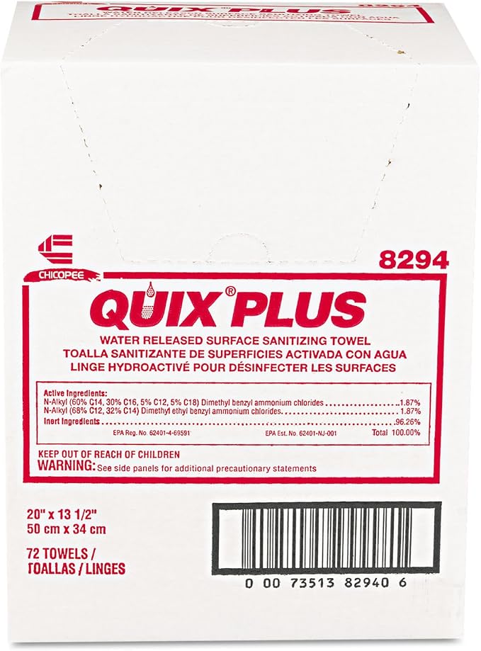 Chix 8294 Quix Plus Disinfecting Towels 13 1/2 x 20 Pink 72/Carton