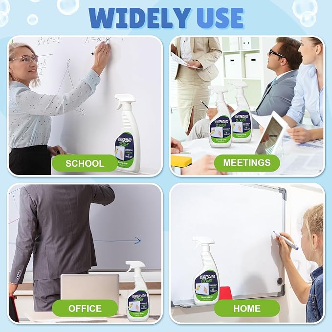 Fuyoooo 4 Pack Whiteboard Cleaner Spray 17 Fl oz Dry Erase Board Cleaning Spray Removes Stubborn Marks from Chalkboard for Classroom Chalkboard Home Office